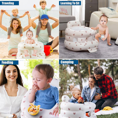 Bavbiiy 3-36 Upgraded Inflatable Baby Seat for Babies Months, Inflatable Baby Chair Sit Me Up Floor Seat for Baby, Back