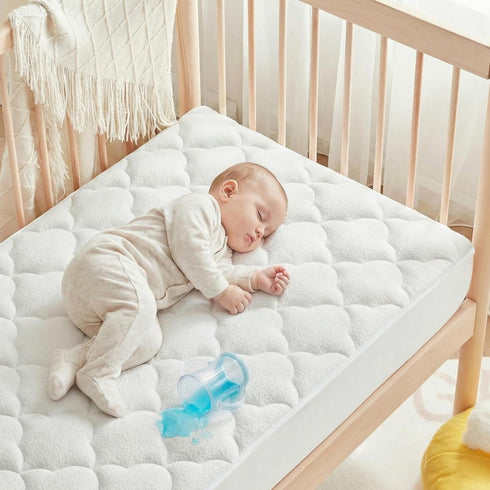 SLEEP ZONE Waterproof Crib Mattress Protector Pad - Quilted, Fitted Baby Mattress