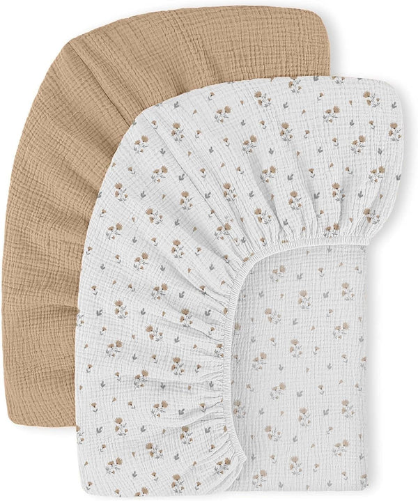 Mi Flor Muslin Crib Sheets Fitted Crib Sheet 52"x28"x8" 2 Pack Soft