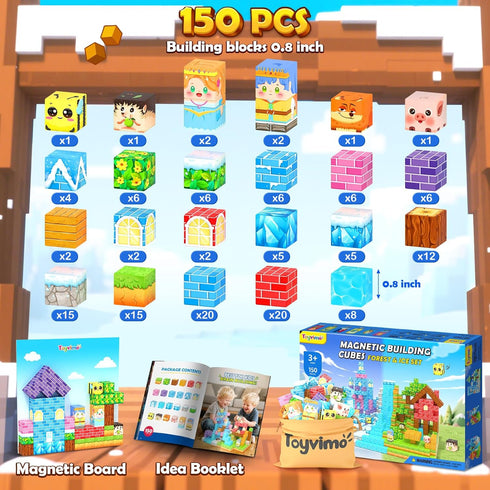 Toyvimo 150PCS 3-5 6-8 10-12 3+ Magnetic Blocks Magnet Building Blocks Girls Boys Toys Ages STEM Building Kids Toys