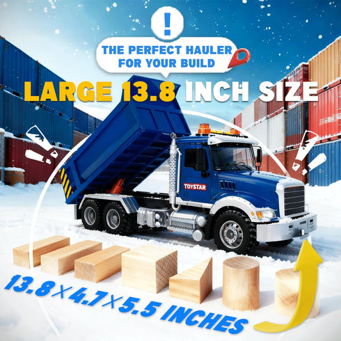 1:12 3, 3 4 5 6 7 8 3-5 SMILESSKIDDO Dump Truck Toy - Large Friction Powered Truck with Air Pump Function, Lights