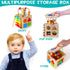 8-in-1 Pack Packaging HELLOWOOD Wooden Activity Cube for Kids, Sorting & Stacking Toys Shape Match Xylophone Montessori
