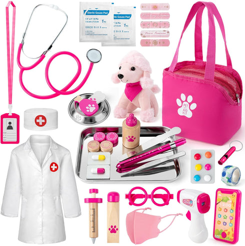 Doctor Kit for Girls, 36 Pcs Veterinarian Playset for Kids, Doctor Kit