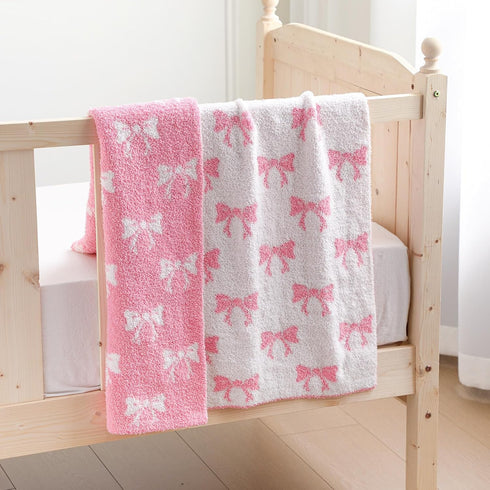 30 40 Inch SmoothNovelty Pink Bow Baby Throw Blanket Cute Dual Side Microfiber Newborn Girl Swaddle Blanket x Coquette
