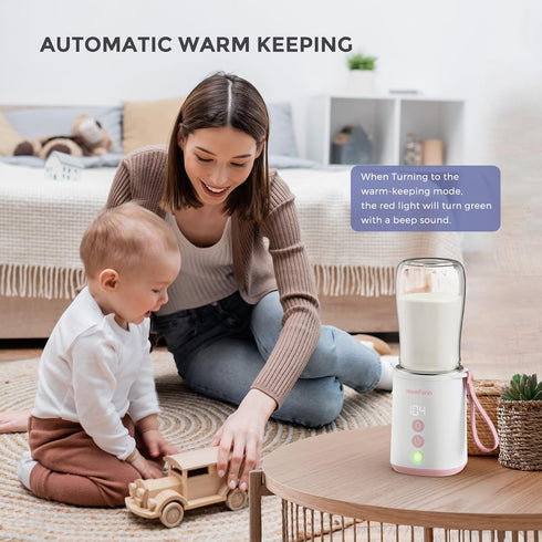 2 MOMFANN Portable Bottle Warmer, Travel Baby Bottle Warmer for Breastmilk On The Go, Leak-Proof, Modes Fast Heating