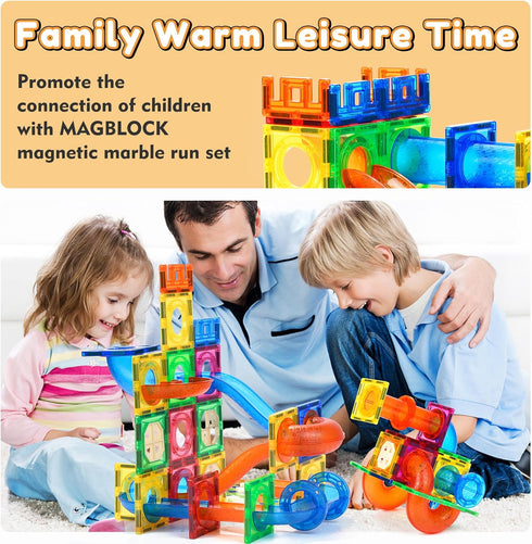 85Pcs 5 6 7+ MAGBLOCK Marble Run Magnetic Tiles Toy Building Blocks STEM Educational Child Brain Development Kit Magnet