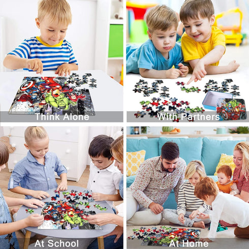 LELEMON Puzzles for Kids Ages 4-8, 100 Piece Jigsaw Puzzles in a Metal Box, Educational Puzzle Games