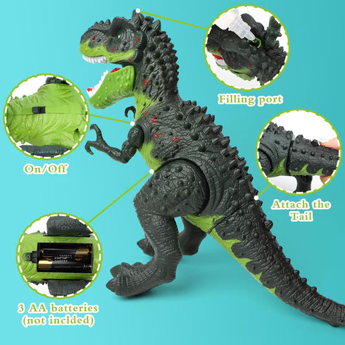 3-5 5-7 Electric Walking Dinosaur Toys for Kids - Small Tyrannosaurus with Detachable Tail Simulated Flame