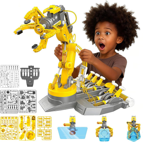 SMIESSKIDDO 3 in 1 Hydraulic Robot Arm - 220 Pcs STEM Building