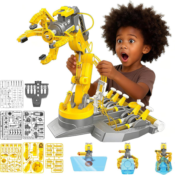 SMIESSKIDDO 3 in 1 Hydraulic Robot Arm - 220 Pcs STEM Building