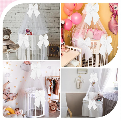 2 11 16 inch Riceshoot Pcs Large Crib Bows x Coquette Bow Decorations for Nursery Crib Canopy Bed Large Bow Room