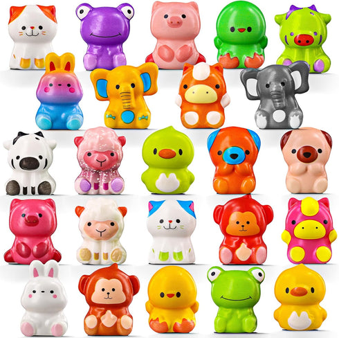 MGparty 24PCS (24 Animal Party Favor Toys, Stress Relief Fidget Toys for Kids, Goodie Bag Fillers, Classroom Prizes