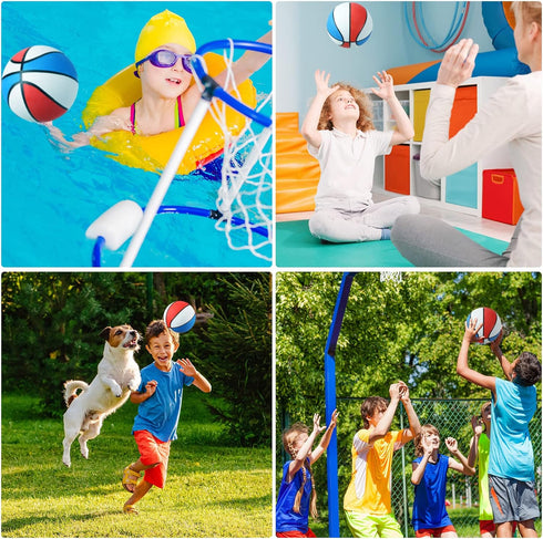 Vinsot 6 Pack Mini Basketballs with Pump - Red, White and Blue Mini Basketball Set for Indoor, Outdoor, Pool Parties