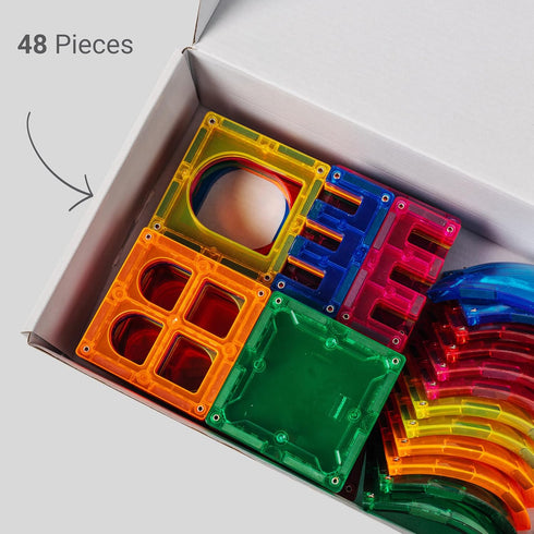 Magnetic Building Tiles, 48 Piece Architectural Dome Set for Kids, Educational Creative Learning Activity for Ages 3+
