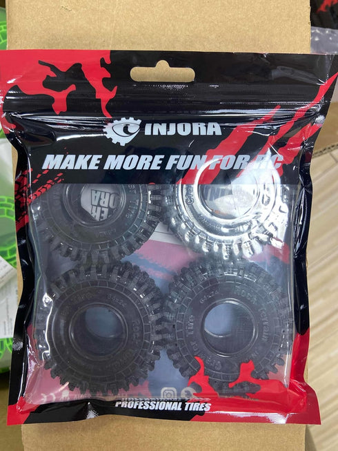 INJORA 1.0 Tires - S5 Rock Terrain Crawler Tires for TRX4M SCX24 AX24 FCX24 Upgrade Parts, 64 * 24mm