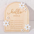Wooden Hello World for Baby Showers - Newborn Birth Announcement Board,Daisy Wooden Baby Milestone Card,Welcome Baby
