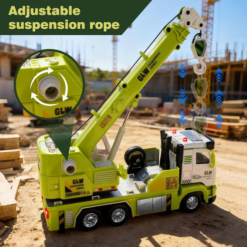 Voicinlili Boys-1:40 3 4 5 6 7 8 Crane Truck Toy for Simulation Model, Educational Construction Toys with Realistic