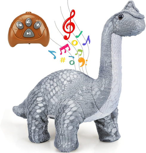 TOY Life Remote Control Dinosaur Toys for Kids 3-7+, Electronic Walking Brontosaurus Plush Dinosaur Gift