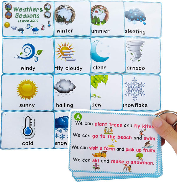 Weather & Seasons Flashcards, Educational Learning Toys for Toddlers, Kindergarten Supplies