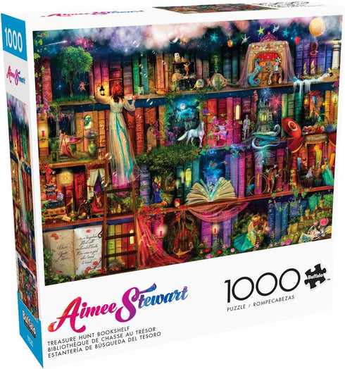 1000 26.75 19.75 Buffalo Games - Aimee Stewart - Treasure Hunt Bookshelf - Piece Jigsaw Puzzle for Adults -Challenging