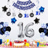 16th Birthday Decorations for Boys and Girls, Dark Blue HAPPY BIRTHDAY Banner, Silver Number 16 Balloons