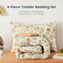 Set 4 Set Wake In Cloud - Floral Toddler Bedding for Girls, Cute Colorful Botanical Flowers, Pieces Soft Crib Bed
