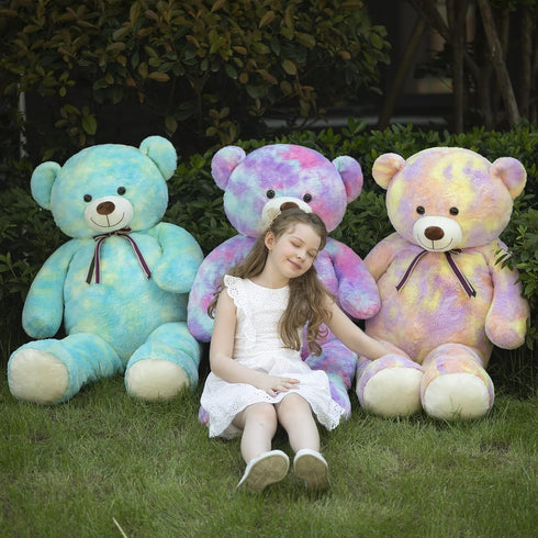 Tezituor 52'' Big Teddy Bear, Giant Stuffed Animal Plush, Rainbow Yellow Soft Gifts for Valentine, Christmas, Birthday