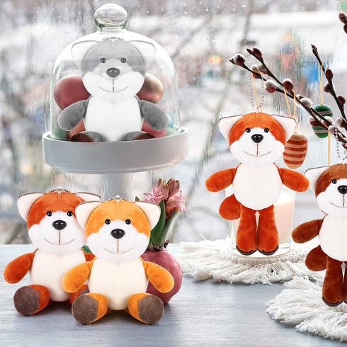 12 Pcs Cute Stuffed Animal Toy, 4 Inch Mini Plush Turtle Puppy Dog Pig Keychain for Birthday Party Favors