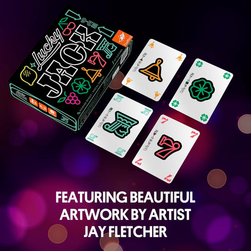 20 2 Pack, Foxmind Lucky Jack Strategy Card Game, Minute Fast Paced Quick Card Games for Players or More, Las Vegas