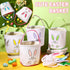 12 Set Domensi Pcs Easter Basket for Kids Canvas Easter Baskets with Handles and Plush Bunny Ear Headbands, Reusable