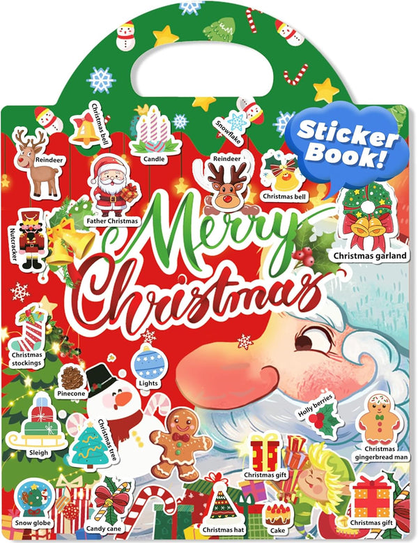 Oomloid Christmas Sticker Books for Kids, Christmas Gifts Reusable Sticker Books Stocking Stuffers