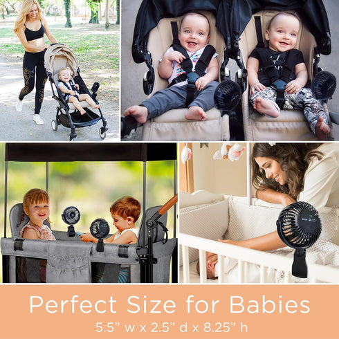 liuliuby Baby Stroller Fan with Clip | Clip On Fan for Baby Car Seat | Portable & Rechargeable with Durable Clamp |