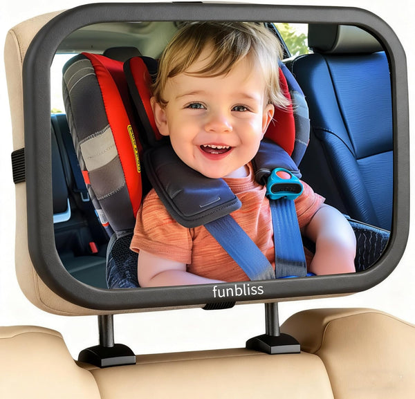 Funbliss Baby Car Mirror for Rear Facing Seat,360 Rotation, Safety Certified Shatterproof
