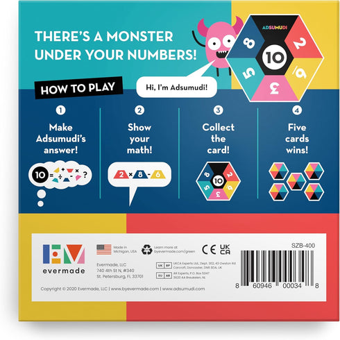 Adsumudi Math Game - Fun Smart Game for Kids to Practice Multiplication, Division, Addition and Subtraction, Ages 8-12