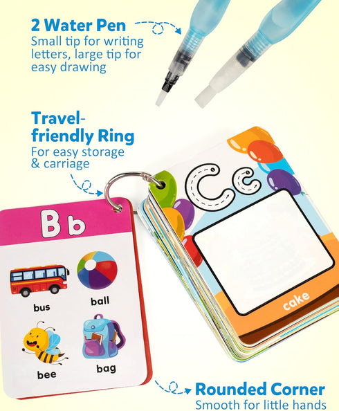 26 3 4 5 Coogam Water Coloring Alphabet Cards, Aqua Painting Water Drawing Letters ABC Words, Montessori Educational