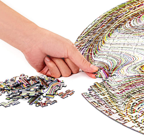 Bgraamiens Puzzle - Flowing Rainbow Lines - 1000 Pieces Round Color Challenge Jigsaw Puzzles for All