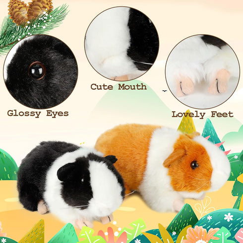 2pc Guinea Pig Stuffed Animals, Realistic Plush Cute Plushie Toys for Kids Birthday