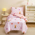 Caressma Pink Toddler Bedding Set for Girls, Reversible Seersucker Bedding with Rabbit