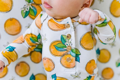 Orange Blossom Fitted Changing Pad Cover, Made from Viscose from Bamboo and Spandex Material, Fits Standard Changing
