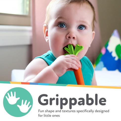 (2-Pack) 3+ Nuby Silicone Carrot Tube Teether and Messaging Infant Teether - Baby Teething Toy - Months