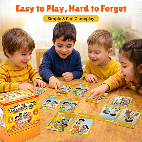 100 Spedemy Twinkle Match Spanish Card Game Vocabulary Matching Cards, Bilingual Games, Spanish Board Game for Kids