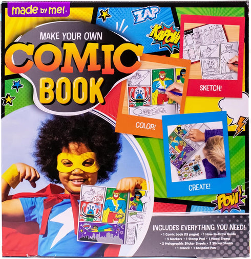 15-Page, 5 Made By Me Make Your Own Comic Book Storytelling Kit for Kids, Hardcover, How-to Draw Instructional Guide