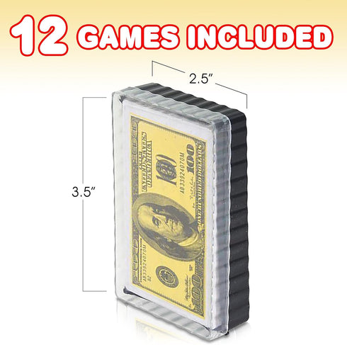 Gamie 100 Dollar Bill Playing Cards – Pack of 12 Decks – Game Cards for Poker, Kids, Adults