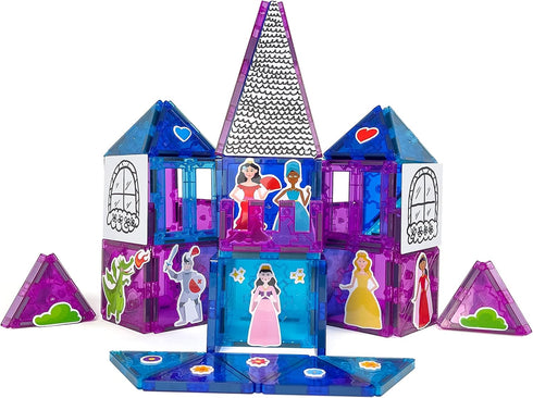 60-Piece Set, 3 Tytan Tiles Princess Castle Magnetic Tiles Building Adorable Kids STEM Toy, Creative Play, Shape