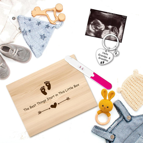 sweethomegift Pregnancy Announcement for Grandparent Husband, Pregnancy Test Keepsake Box, Baby Announcement Reveal