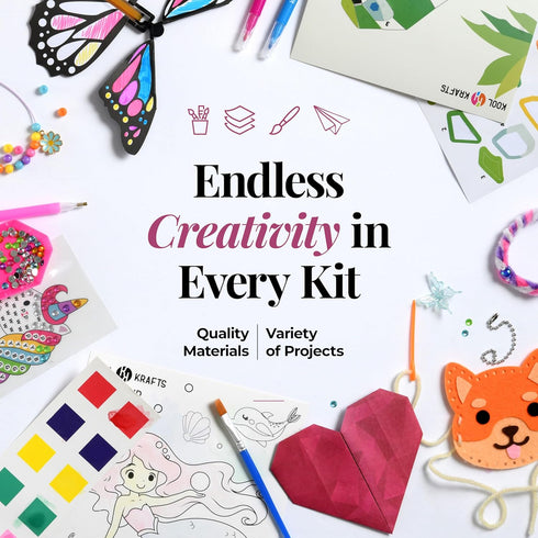 20 Set 20 Packaged, Arts & Crafts Kit for Girls The Surprise Craft Box, All-Inclusive DIY Craft with Fun Projects