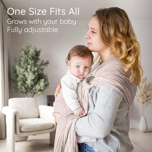 100% Sunset Ring Sling Baby Carrier - USA Lab Tested, Natural Cotton Muslin, Breathable & Ergonomic Ring Sling Rose
