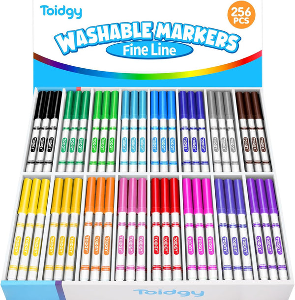Toidgy 256 PCS Washable Markers for Kids, Colored Markers Bulk for School,