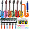 22 Pack Inflatable Guitar Set - Blow Up Guitars, Microphones, Glasses, Saxophone, Piano, and Recorder for Kids