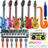22 Pack Inflatable Guitar Set - Blow Up Guitars, Microphones, Glasses, Saxophone, Piano, and Recorder for Kids